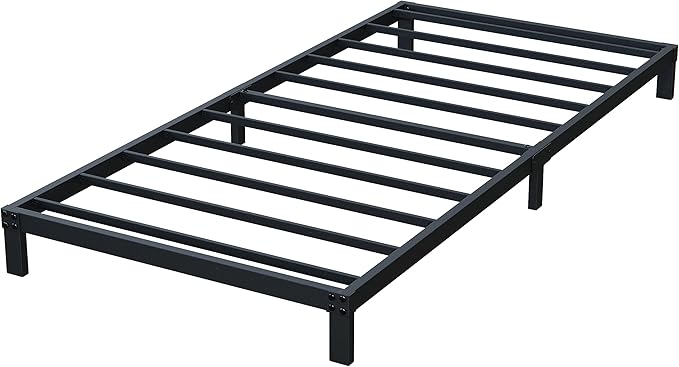 7 Inch Twin Bed Frames No Box Spring Need, Low Profile Metal Platform Twin Size Bed Frame, Heavy Duty Support Bedframes Twin, Easy Assembly