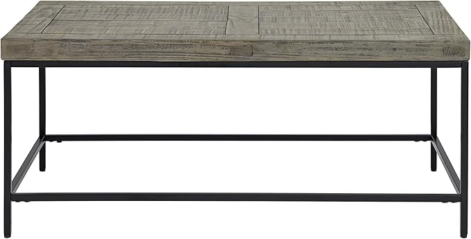 Alaterre Furniture Coffee Table - Industrial Modern Table with Wood Top and Metal Base - Furniture for Living Room, Apartment, or Dorm Room (Gray)