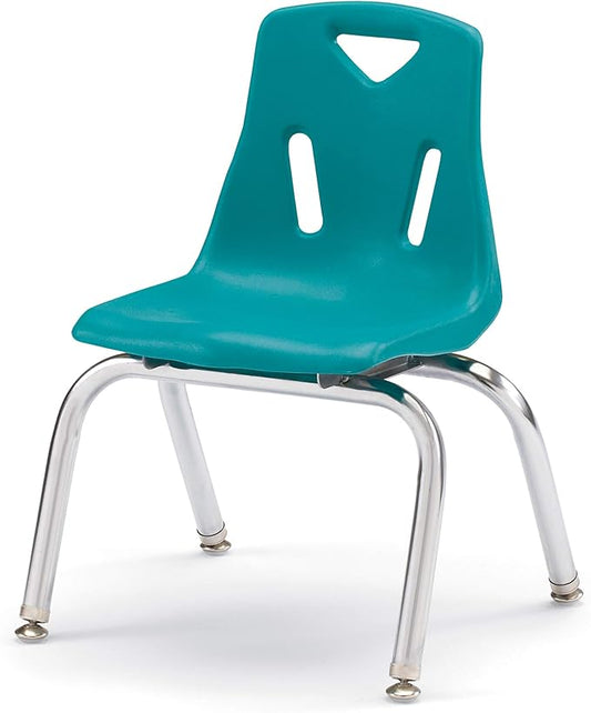 Jonti-Craft Berries 8142JC1005 Stacking Chair with Chrome-Plated Legs, 12" Height, Teal
