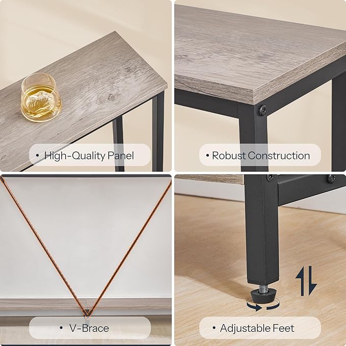 HOOBRO 78.7" Extra Long Sofa Console Table with Charging Station, 2-Tier Behind Couch Table with V-Brace, for Narrow Entryway, Hallway, Living Room, Greige BG206UXG01