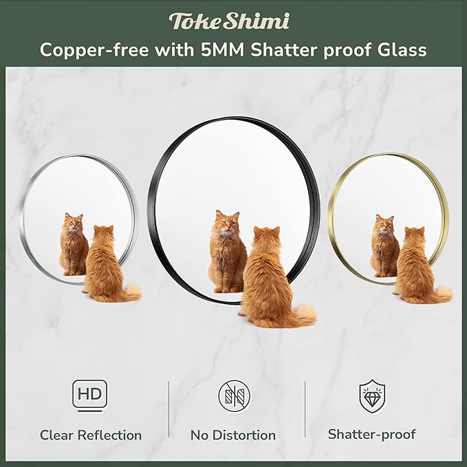 TokeShimi Black Round Mirror 36 Inchs Wall Mounted Black Circle Bathroom Mirror with Non-Rusting Aluminum Alloy Brushed Matte Metal Frame for Modern Minimalist Farmhouse Home Decor