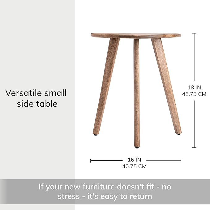 MH London Side Table - Wandsworth Wooden End Table - Exclusively Designed Hand Crafted Small Tables - Contemporary Triangle End Table for Living Room, Bedroom Bedside Tables and Office, Natural