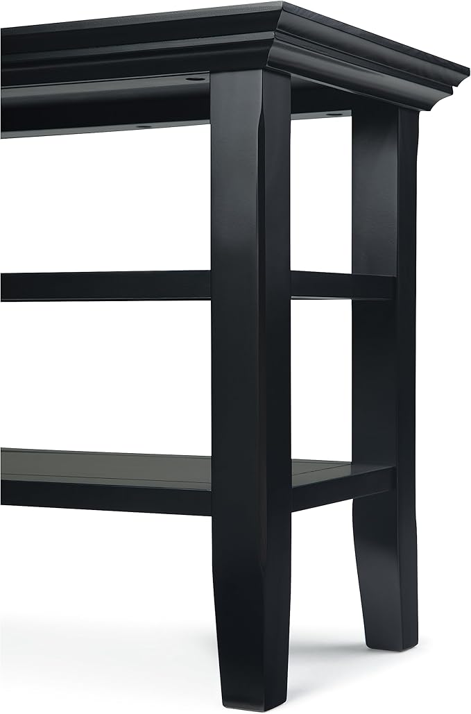 SIMPLIHOME Acadian 14-inch Wide Solid Wood Narrow End Table in Black, Transitional-Style Side Table for Living Room, Bedroom, or Family Room with 2 Open Shelves