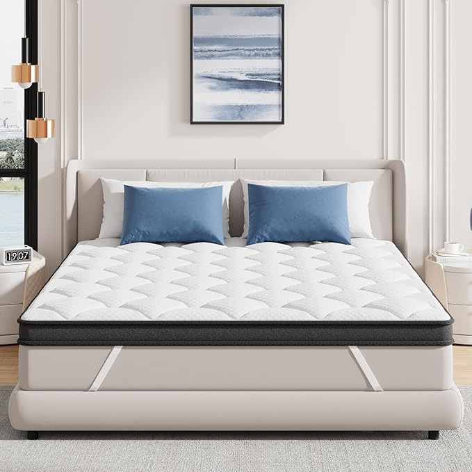 ELEMUSE 3 Inch Queen Memory Foam Mattress Topper, High Density Gel Foam Bed Toppers with Cooling Pillowtop for Back Pain Relief, Medium Firm Mattress Pad for Comfort Body Support