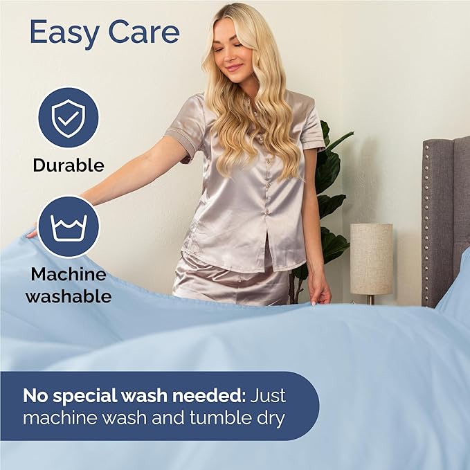 Full Size 4 Piece Sheet Set - Comfy Breathable & Cooling Bed Sheets Set - Hotel Luxury Bedding for Women, Men, Kids, Teens, Boys & Girls - Deep Pockets, Ultra-Soft, Wrinkle Free - Oeko-Tex - Sky Blue