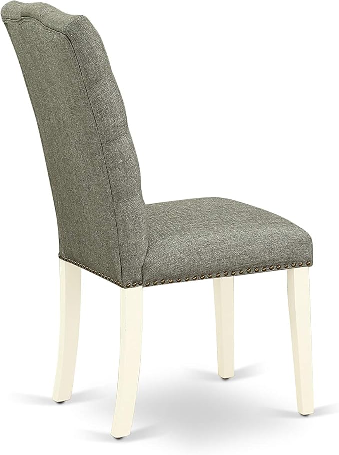 East West Furniture OXEL3-LWH-07 3 Piece Kitchen Table Set for Small Spaces Contains a Square Dining Room Table and 2 Gray Linen Fabric Upholstered Chairs, 36x36 Inch, Linen White