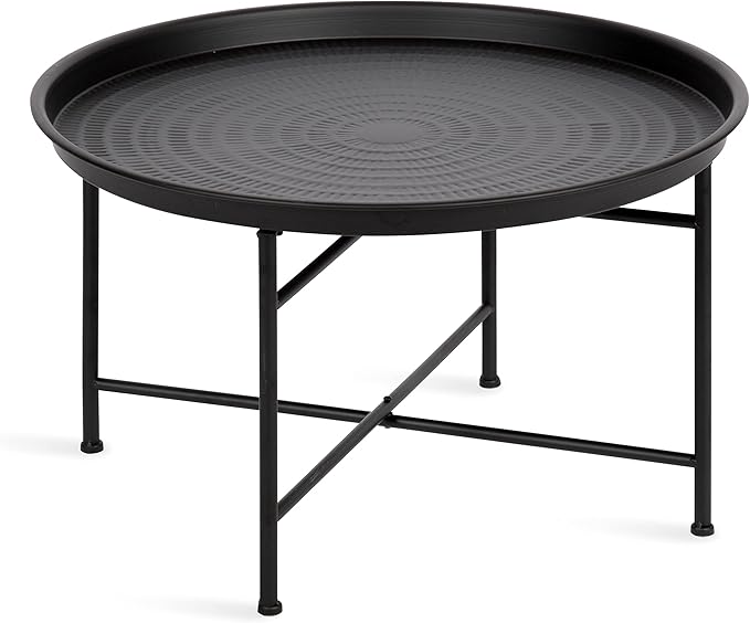 Kate and Laurel Mahdavi Modern Coffee Table, 26 x 26 x 16, Black, Unique Coffee Table with Sophisticated Design