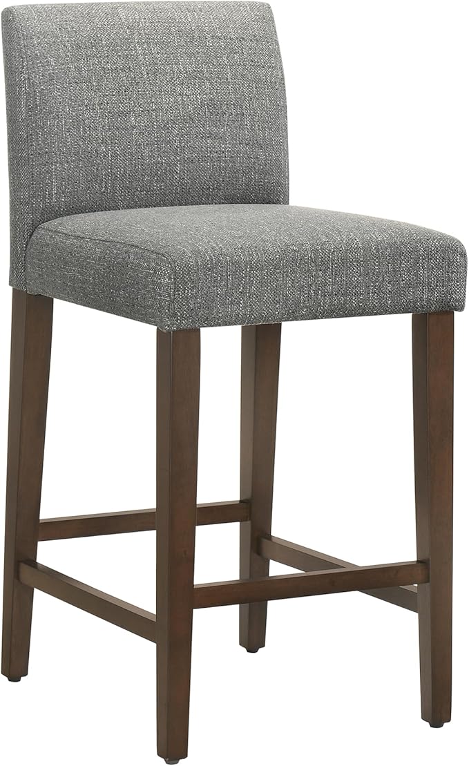 CHITA Counter Height Bar Stools Set of 2, 27" H Seat Height Upholstered Barstools, Fabric in Fog Grey