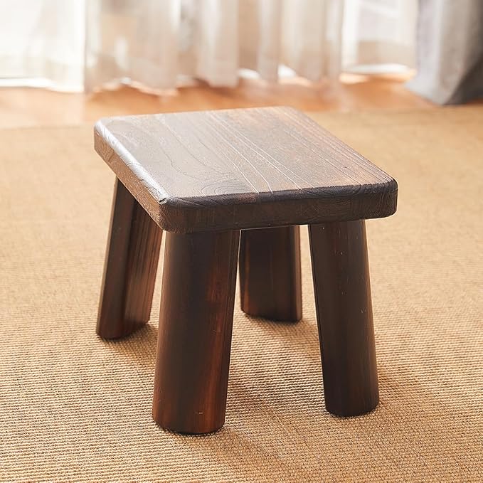 Wooden Step Stool for Adults and Kids,Foot Stool,Kitchen Small Wood Bench,Wood Plant Stand (14.2"x10.2"x10.6")