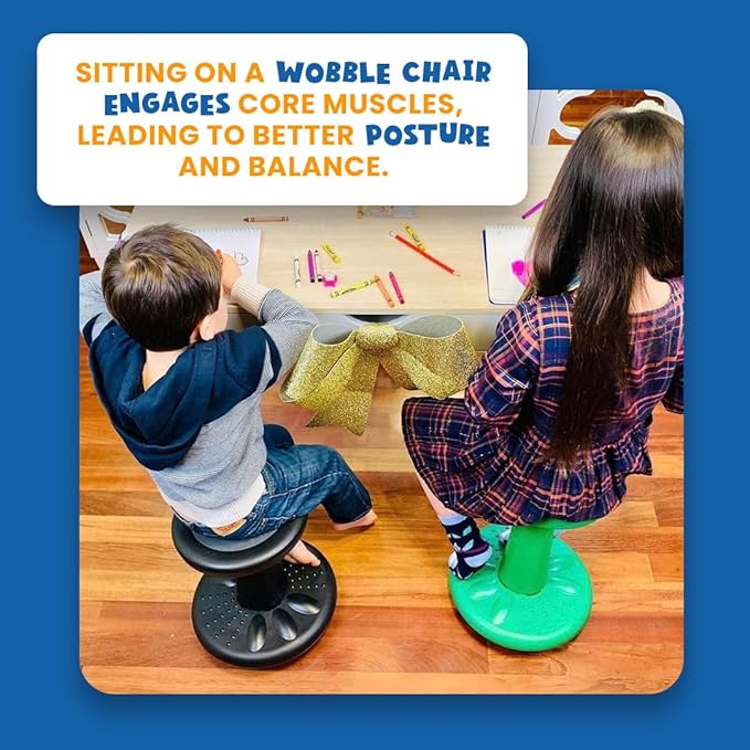 ActiveChairs Adjustable Wobble Stool, Flexible Classroom Seating, Improves Focus, Posture & Helps ADHD/ADD, Sensory Chair, Active Desk Chairs, Adjusts from 16.65" to 23.75", Ages 13-18, Grey