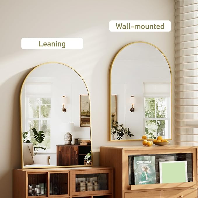 HARRITPURE 36"x48" Arched Bathroom Mirror - Gold Wall Mounted Vanity Mirror Aluminum Alloy Frame Large Arch Wall Mirror for Living Room, Bedroom and Entryway