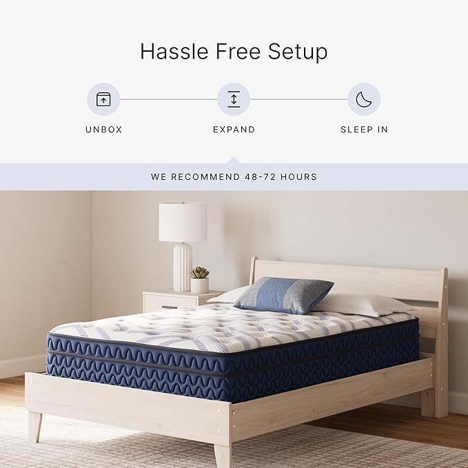 Signature Design by Ashley Twin Size Stack 12 Inch Hybrid Medium Plush Cooling Gel Infused Memory Foam Mattress for Pressure Relief, Fiberglass Free, Mattress in A Box