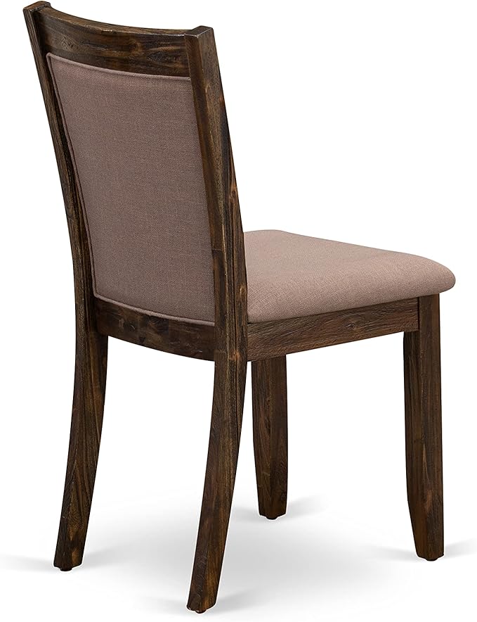 East West Furniture I3MZ7-748 7 Piece Dining Room Table Set Consist of a Round Dining Table with Pedestal and 6 Coffee Linen Fabric Upholstered Chairs, 48x48 Inch, Distressed Jacobean