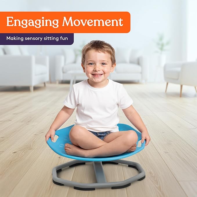Special Supplies Spinning Chair for Kids- Versatile Kids Sit and Spin Sensory Chair for Training Body Coordination - Sensory Swivel Chair for Playroom, Bedroom, or Nursery (Blue)