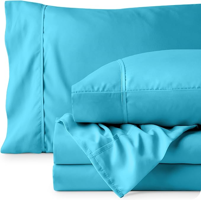 Bare Home Twin XL Sheet Set - College Dorm Size - Luxury 1800 Ultra-Soft Microfiber Twin Extra Long Bed Sheets - Deep Pockets - Easy Fit - Extra Soft - 3 Piece Set - Bed Sheets (Twin XL, Aqua)