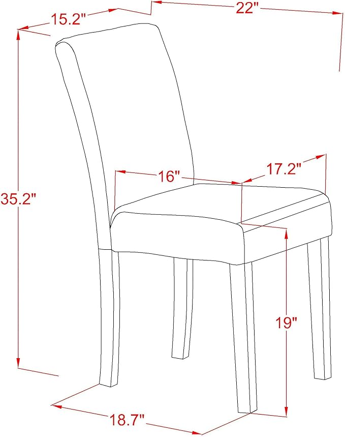 East West Furniture V677AB624-5 5 Piece Dinette Set Includes a Rectangle Dining Room Table with V-Legs and 4 Black Color Linen Fabric Parsons Dining Chairs, 40x72 Inch, Multi-Color