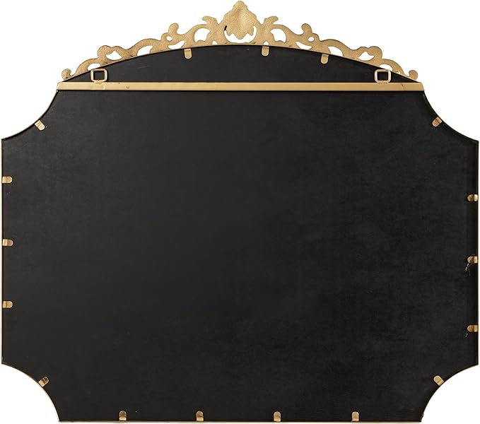 Kate and Laurel Arendahl Ornate Traditional Arched Scallop Mirror; 24 x 36; Antique Gold; Decorative Baroque Style Scalloped Arch Vintage Gold Mirror with Ornamental Crown
