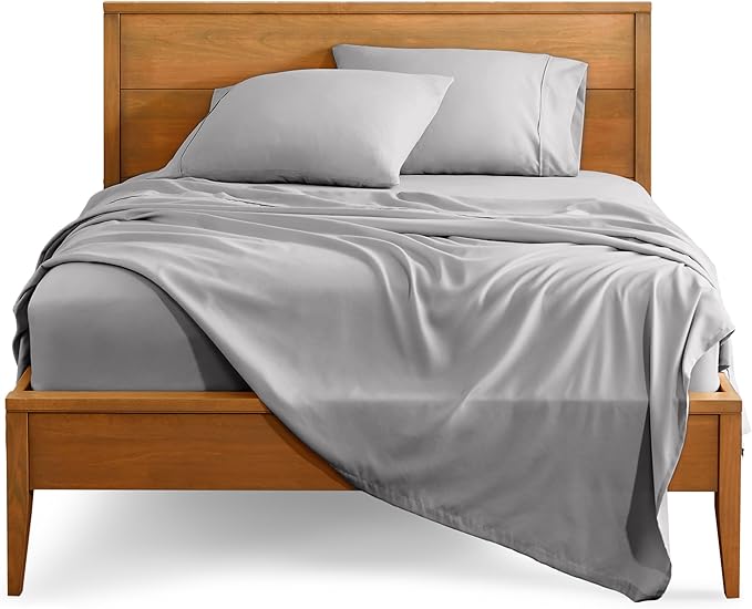 Bare Home Short Queen Sheet Set - 1800 Ultra-Soft Microfiber - Double Brushed - Deep Pockets - Easy Fit - 4 Piece Set - Bed Sheets (Short Queen, Light Grey)