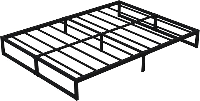 8 Inch Queen Bed Frame Heavy Duty Steel Slat Support Metal Queen Size Platform Bed Frame No Box Spring Needed, Easy Assembly, Black