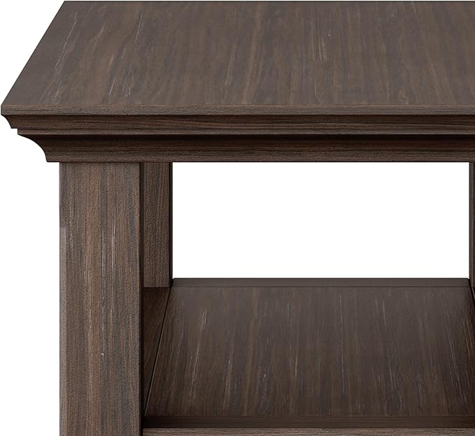 SIMPLIHOME Acadian 14-inch Wide Solid Wood Narrow End Table in Farmhouse Brown, Transitional-Style Side Table for Living Room, Bedroom, or Family Room with 2 Open Shelves