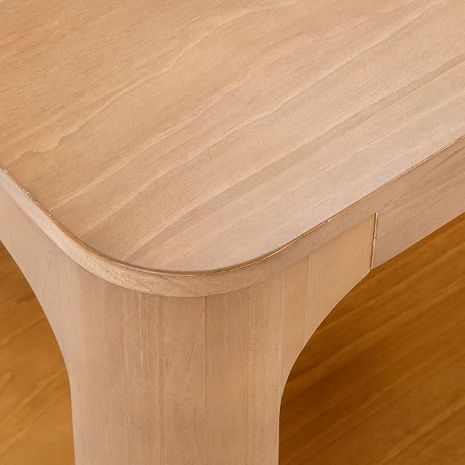 Plank+Beam Modern Rounded Rectangular Side Table with Shelf, Solid Wood End Table for Living Room, 25in, Pecan