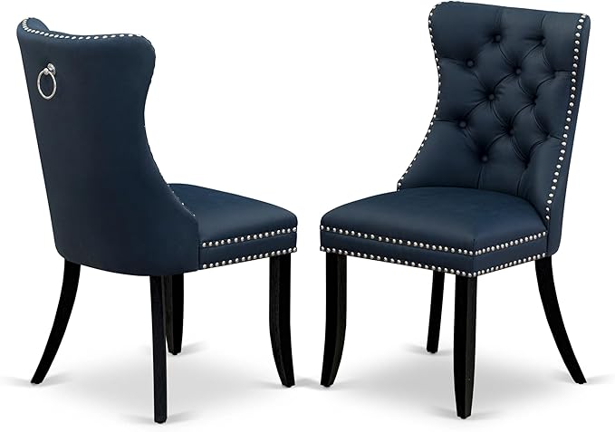 East West Furniture LGDA7-BLK-29 7 Piece Dining Set Consists of a Rectangle Kitchen Table with Butterfly Leaf and 6 Polyester Fabric Upholstered Chairs, 42x84 Inch, Black