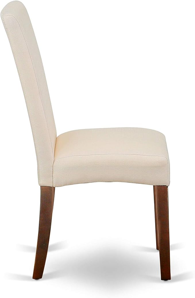 East West Furniture AMDR3-MAH-01 3 Piece Dinette Set for Small Spaces Contains a Round Kitchen Table with Pedestal and 2 Cream Linen Fabric Parson Dining Chairs, 36x36 Inch, Mahogany