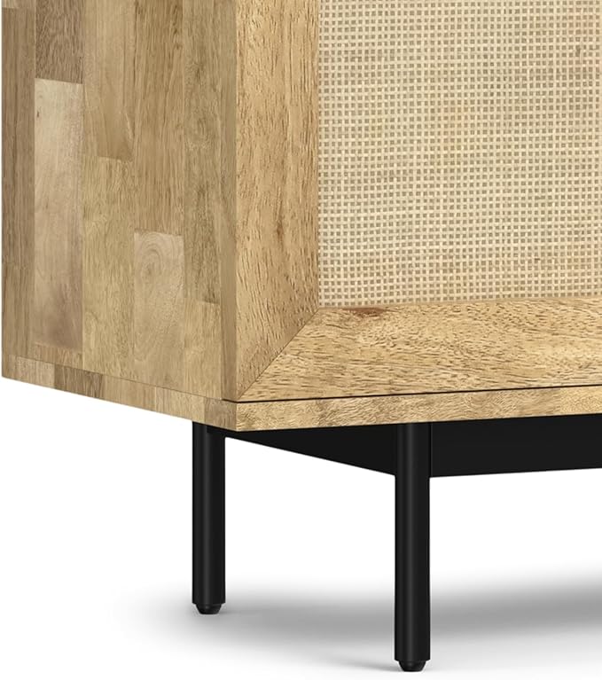 SIMPLIHOME Reeves SOLID MANGO WOOD 60 inch Wide TV Media Stand in Natural For TVs up to 65 inches for the Living Room and Entertainment Center
