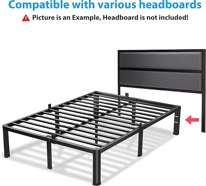 20 Inch King Size Bed Frame, 3500Lbs Heavy Duty Metal Platform with Round Corner Legs Mattress Slide Stopper, Steel Slat Support No Box Spring Needed, Noise Free, Non-Slip, Easy Assembly