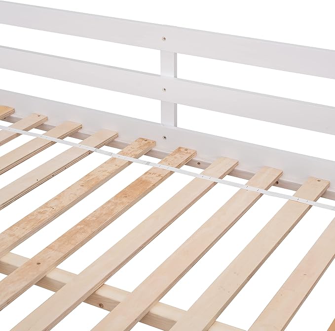 HomSof Full Loft Bed with Guard Rail & Ladder,No Box Spring Needed,Easy Assembly,White