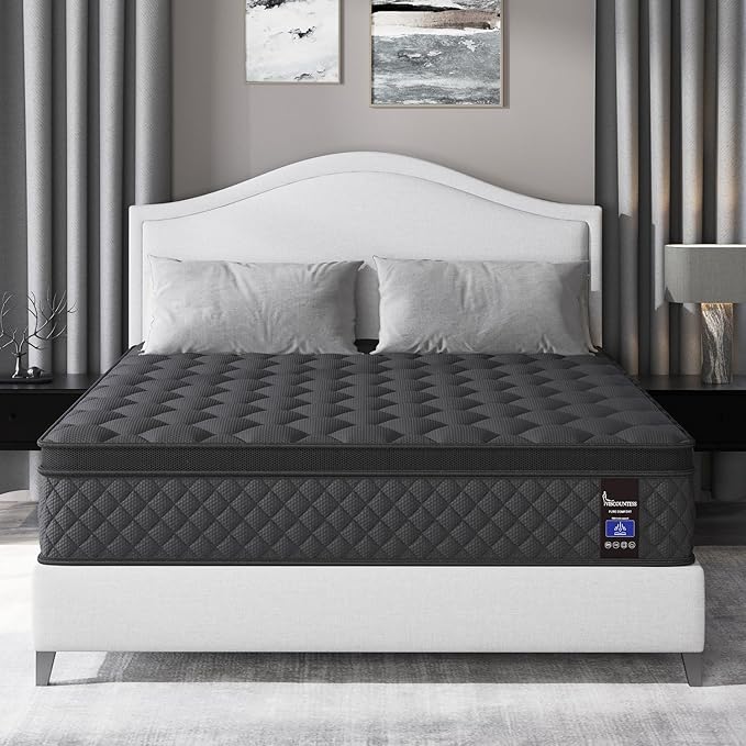 Twin Hybrid Mattress, 12 Inch Medium Mattress Euro Top for Back & Lumbar Support, Individual Pocket Spring Bed for Motion Isolation & Pressure Relief