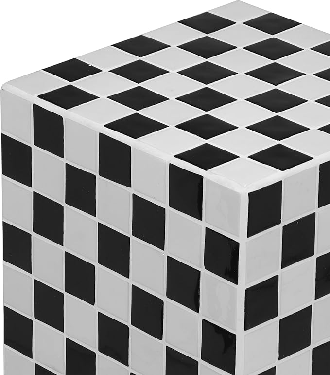 JONATHAN Y END2000K Callista 18" Modern Bohemian Ceramic Tiled Rectangle End Table, Side Table, Accent Table for Living Room, Bedroom, Light Gray/Black