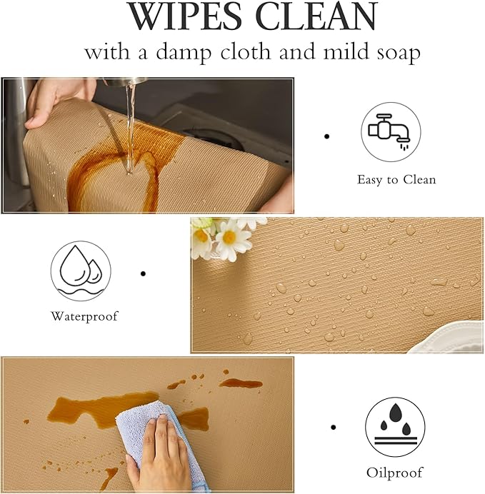 Beautysaid Shelf and Drawer Liner for Kitchen Cabinet, Non Adhesive Non Slip Shelf Paper Waterproof Washable Thickened for Dresser Pantry Shelve Bathroom Protector Liner(Beige,12 in x 20FT)