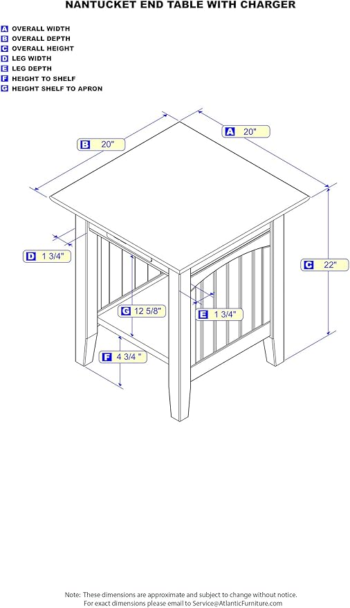 AFI Nantucket End Table with Built-in Charger in Grey