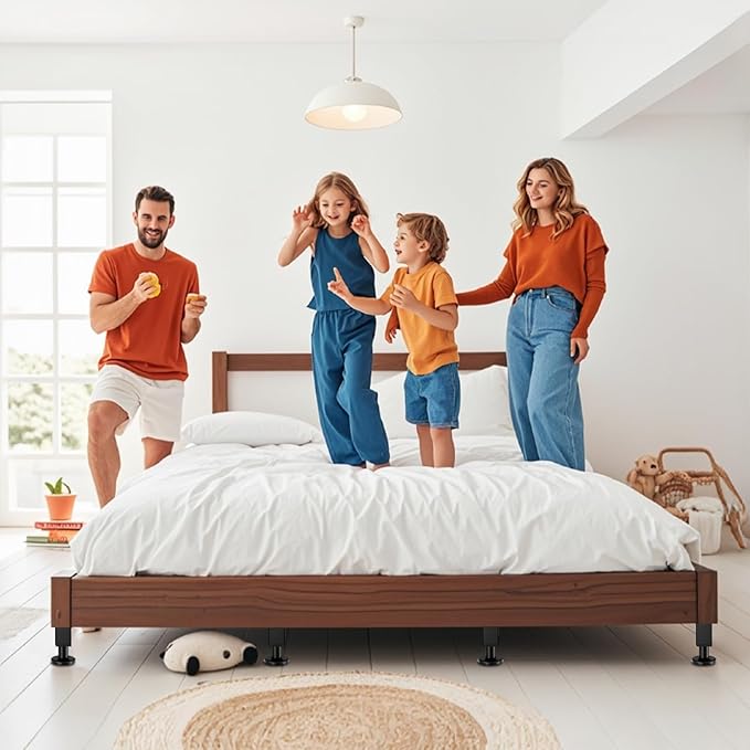6PCS Adjustable Height Bed Support Legs, 7.3-12 In, Metal Heavy Furniture Legs with Rubber Non-Slip Base for Sofa/Cabinet/Couch/Dresser/Table, Furniture Feet Replacement for King Queen Bed Frame Slat