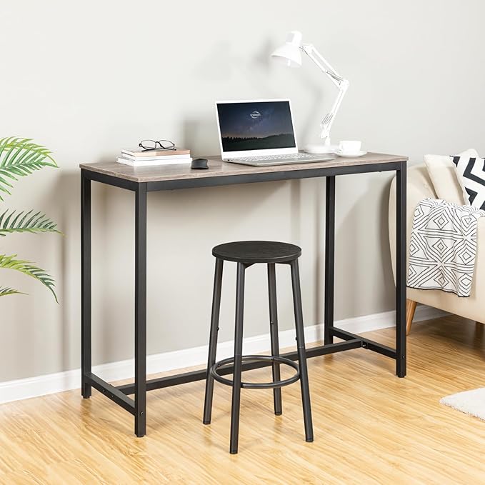 HOOBRO Bar Stool Set, Counter Height Stools with Footrest, Sturdy Steel Frame, for Dining Room, Kitchen Island, Party, Easy Assembly, Black BK03BY01N1