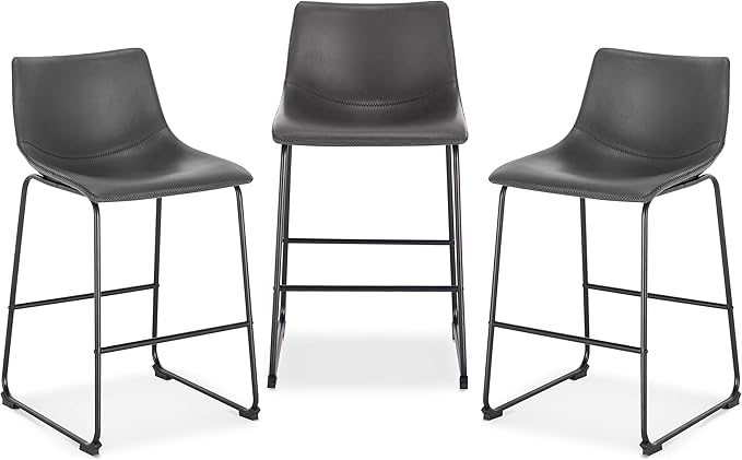 EdgeMod Brinley Counter Stool in Grey (Set of 3)