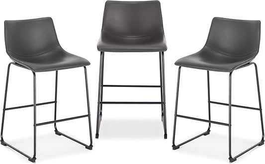 EdgeMod Brinley Counter Stool in Grey (Set of 3)