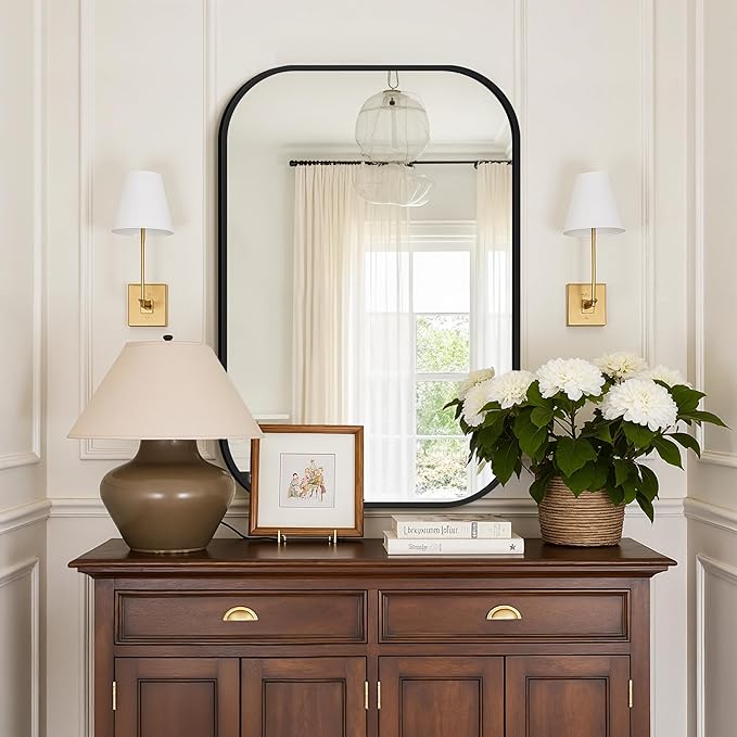 Bathroom Mirrors for Over Sink, 24x36 Black Vanity Mirror for Bathroom Sink, HD Shatterproof Squircle Wall Mirror for Bathroom Washroom Lavatory Restroom Metal Frame