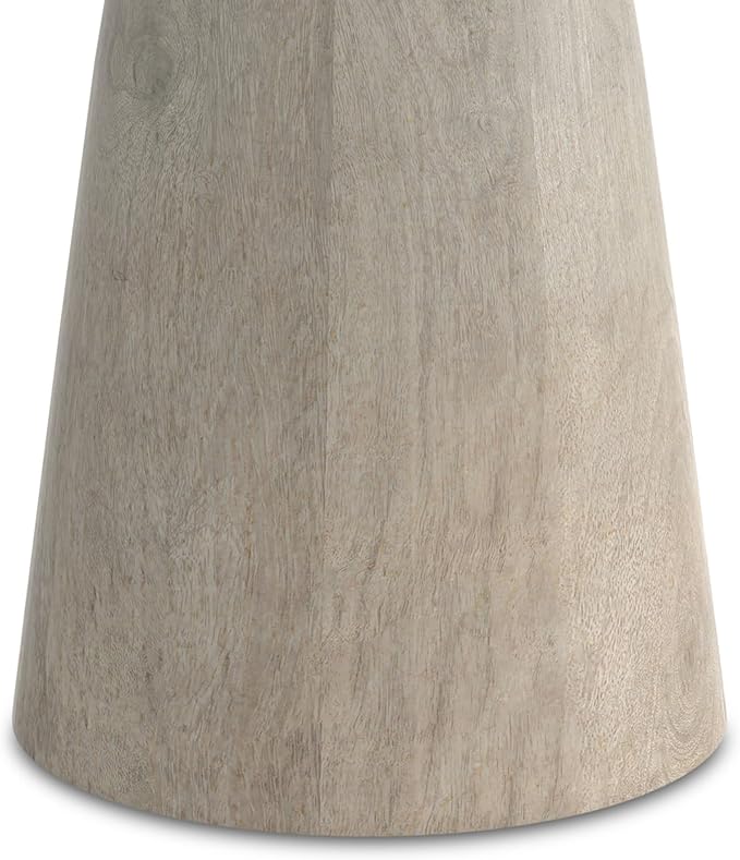 SIMPLIHOME Finchley Solid Mango Wood 18 inch Wide Round Contemporary Side Table in White Wash, Fully Assembled for The Living Room and Bedroom
