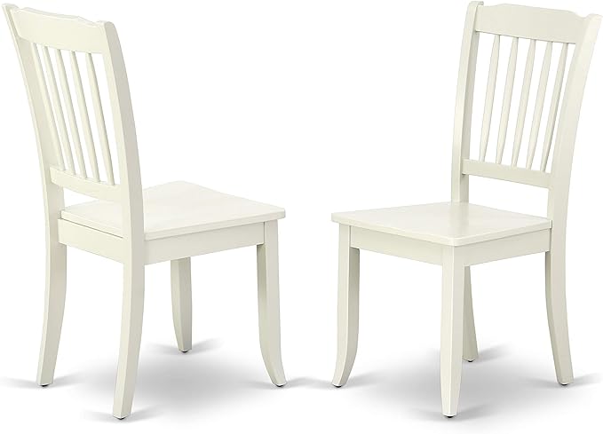 East West Furniture SUDA3-LWH-W 3 Piece Dining Room Table Set Contains a Round Dining Table with Dropleaf & Shelves and 2 Wood Seat Chairs, 42x42 Inch, Linen White