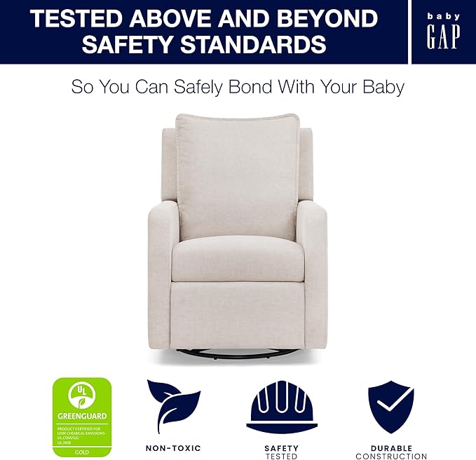 Delta Children babyGap Harlowe Power Recliner with USB-A and Type-C Ports Greenguard Gold Certified – Stain-Resistant Performance Fabric is Oeko-TEX Standard 100 Certified, Sand