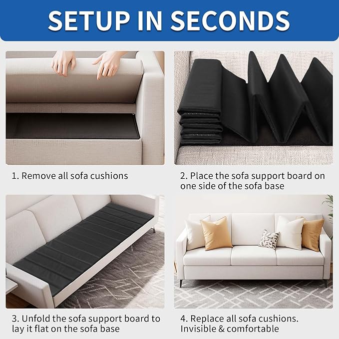 Heavy Duty Sofa Cushion Support Board for Fixing Sagging Sofas, 21.5" x 70" Laminated Wood Sofa Cushion Support Board, Double Sided Non-Slip Deep Support and Protect Sofa Cushions