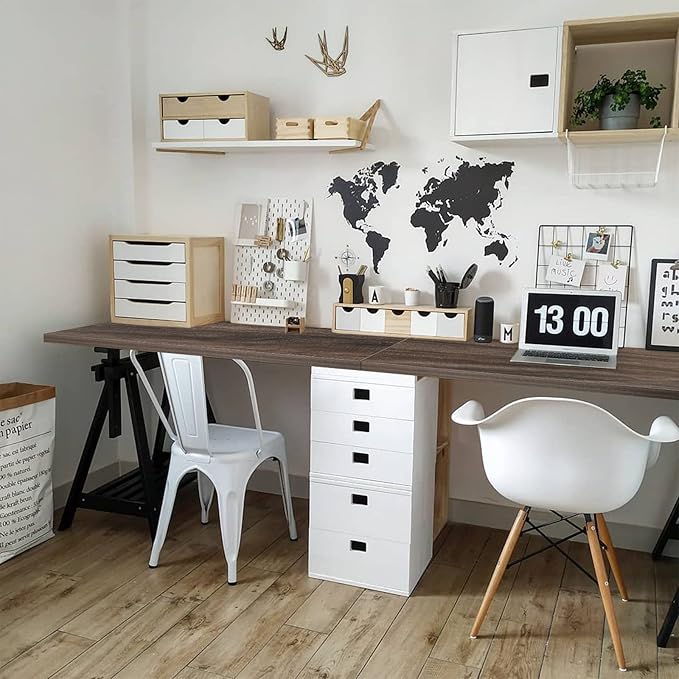 Kaboon Universal Tabletop 55"x23.62" Solid One-Piece Melamine Table Top, Double Desk L-Desk DIY, Home and Office Countertop,Eucalyptus