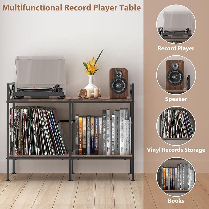 Vinyl Record Storage,Record Player Cabinet,Record Player Stand with Vinyl Storage,Up to 200 Albums,Stereo Cabinet for Living Room,Bedroom,Brown