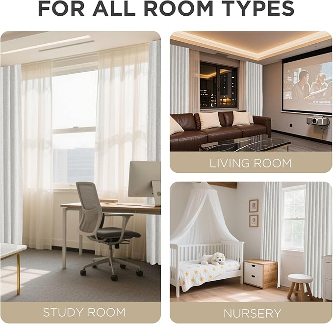 Joydeco 100% Blackout Curtains for Bedroom - Natural Linen Curtains 37" W x 90" L, Thermal Insulated 2 Panels White Light Blocking Drapes, Rod Pocket & Back Tabs, Darkening Privacy for Living Room