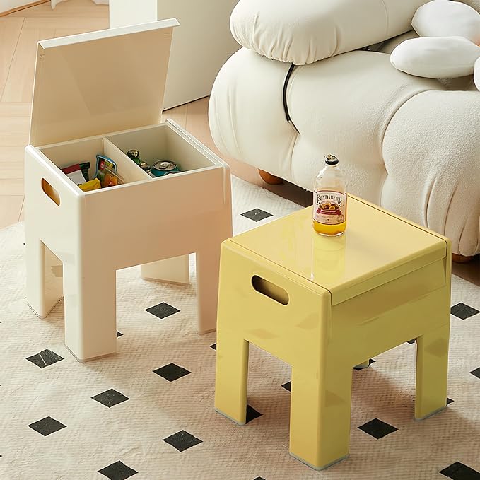 Nightstand Bedside with Storage Space, Multifunctional Colorful Plastic End Table Small Side Table for Bedroom, Dorm and Small Spaces, Easy Assembly(14.7" D x 11.8" W x 15.8" H, Yellow)