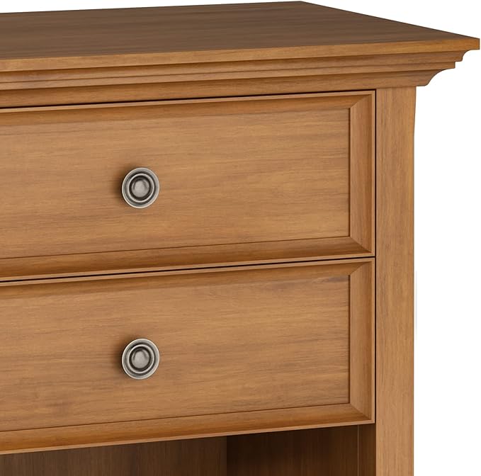 SIMPLIHOME Amherst SOLID WOOD 24 Inch Wide Traditional Bedside Nightstand Table in Light Golden Brown, For the Living Room and Bedroom