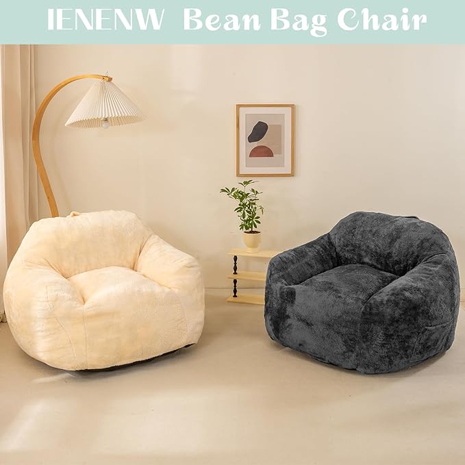 Bean Bag Sofa Chair for Adults, Beanbag Couch for Reading, Gaming, Relaxing, Soft and Durable Cover Lazy Sofa, Beige