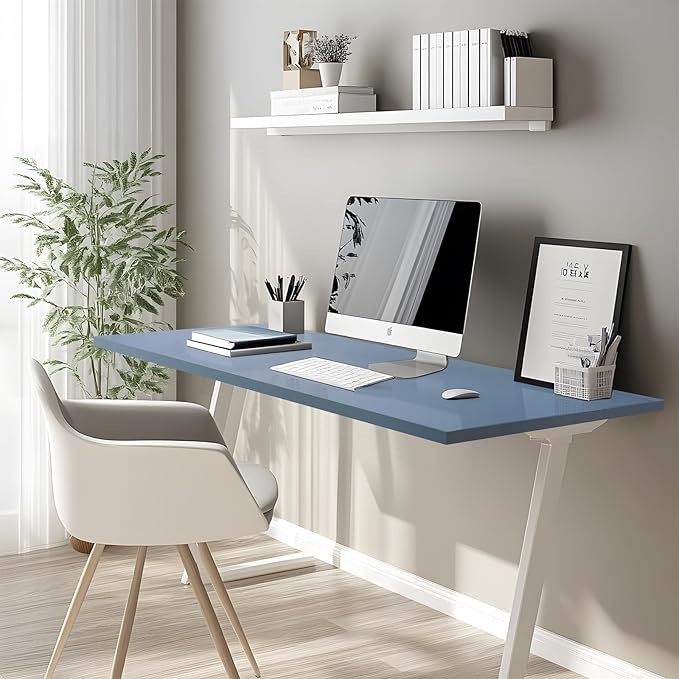 Kaboon 45.67"x23.62" Table Top, Solid One-Piece Desktop, Reversible Melamine Countertop, Double Desks, L-Desk DIY,Grayish Blue